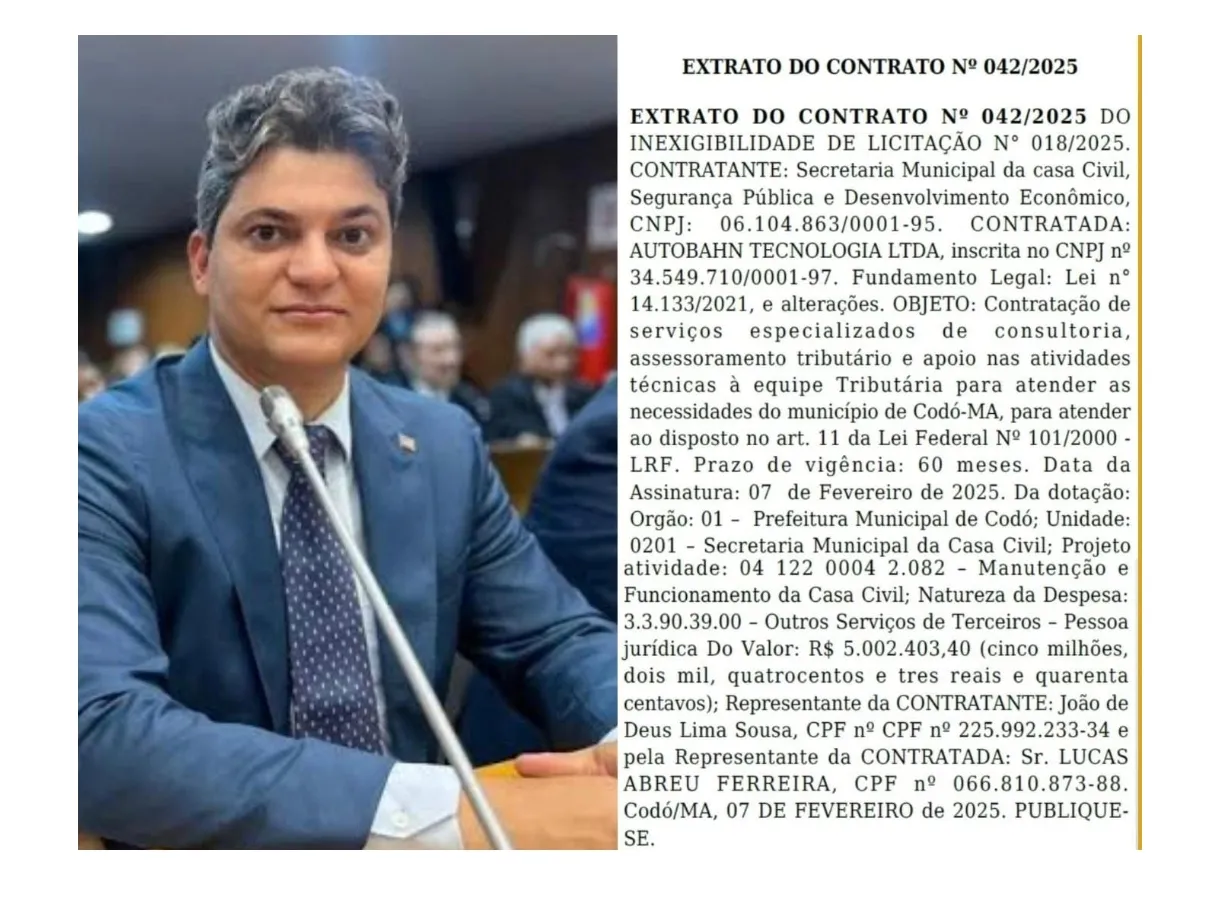 Deputado Francisco Nagib cobrou metade de contrato milionário da prefeitura de Codó. Um desvio superior a 5 milhões desta humilde cidade de Codó 