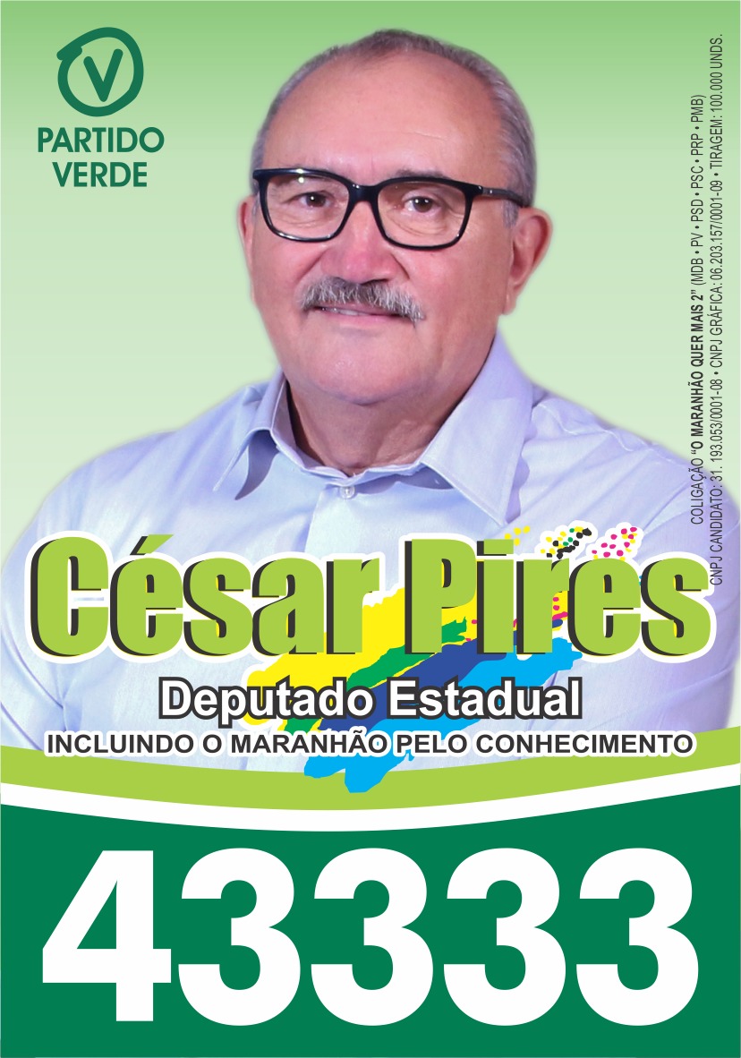 SAIBA O NÚMERO DE CAMPANHA QUE SERÁ USADO POR CÉSAR PIRES. 43333