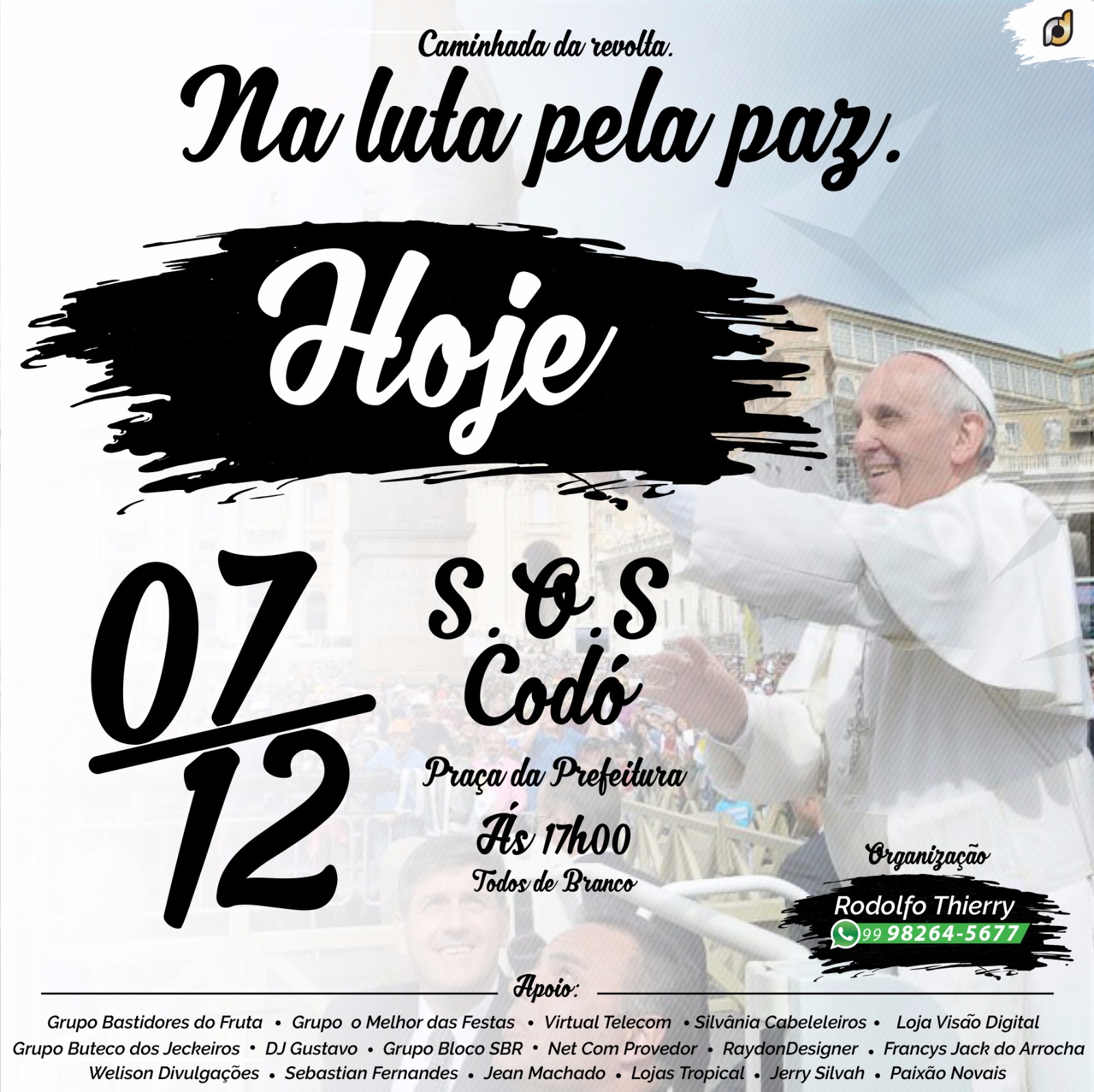 HOJE AS 17H DA TARDE UM GRANDE MANIFESTO EM CODÓ PEDINDO PAZ – TODOS SENSIBILIZADOS COM A MORTE DO ESTUDANTE DE FORMA CRUEL NA NOITE DE ONTEM.