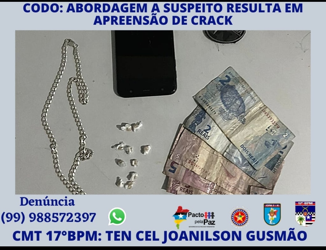 POLICIAIS DA FORÇA TÁTICA DO 17°BPM PRENDEM HOMEM SUSPEITO DE TRÁFICO DE DROGAS NO BAIRRO SÃO FRANCISCO EM CODÓ-MA*