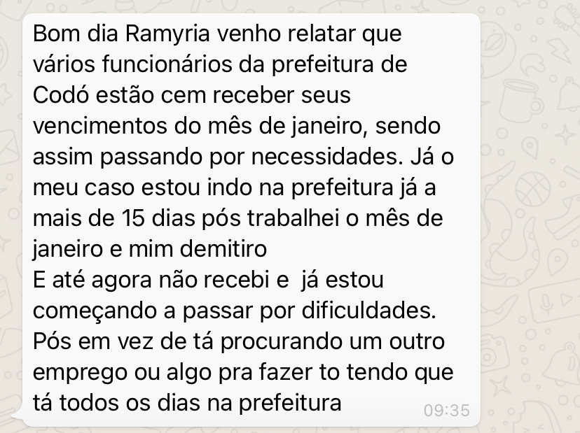 FUNCIONÁRIOS DA PREFEITURA ESTÃO SEM RECEBER PAGAMENTOS E OS QUE FORAM DEMITIDOS TAMBÉM NÃO RECEBERAM SEUS ATRASADOS E DIZEM QUE PASSAM POR DIFICULDADES