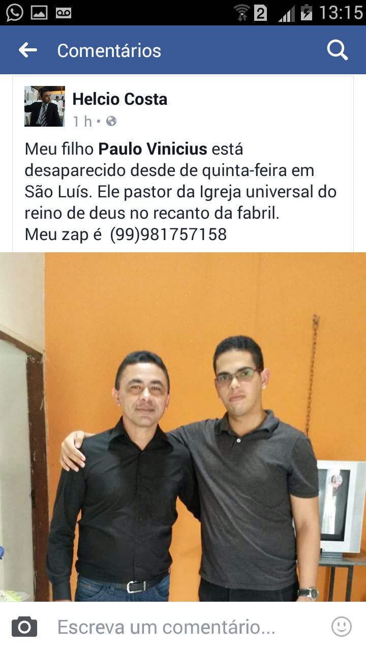 FILHO DE APRESENTADOR CODOENSE DESAPARECE SEM DEIXAR RASTROS DESDE QUINTA FEIRA DIA 13 E FAMÍLIA PEDE AJUDA PARA ENCONTRÁ-LO.