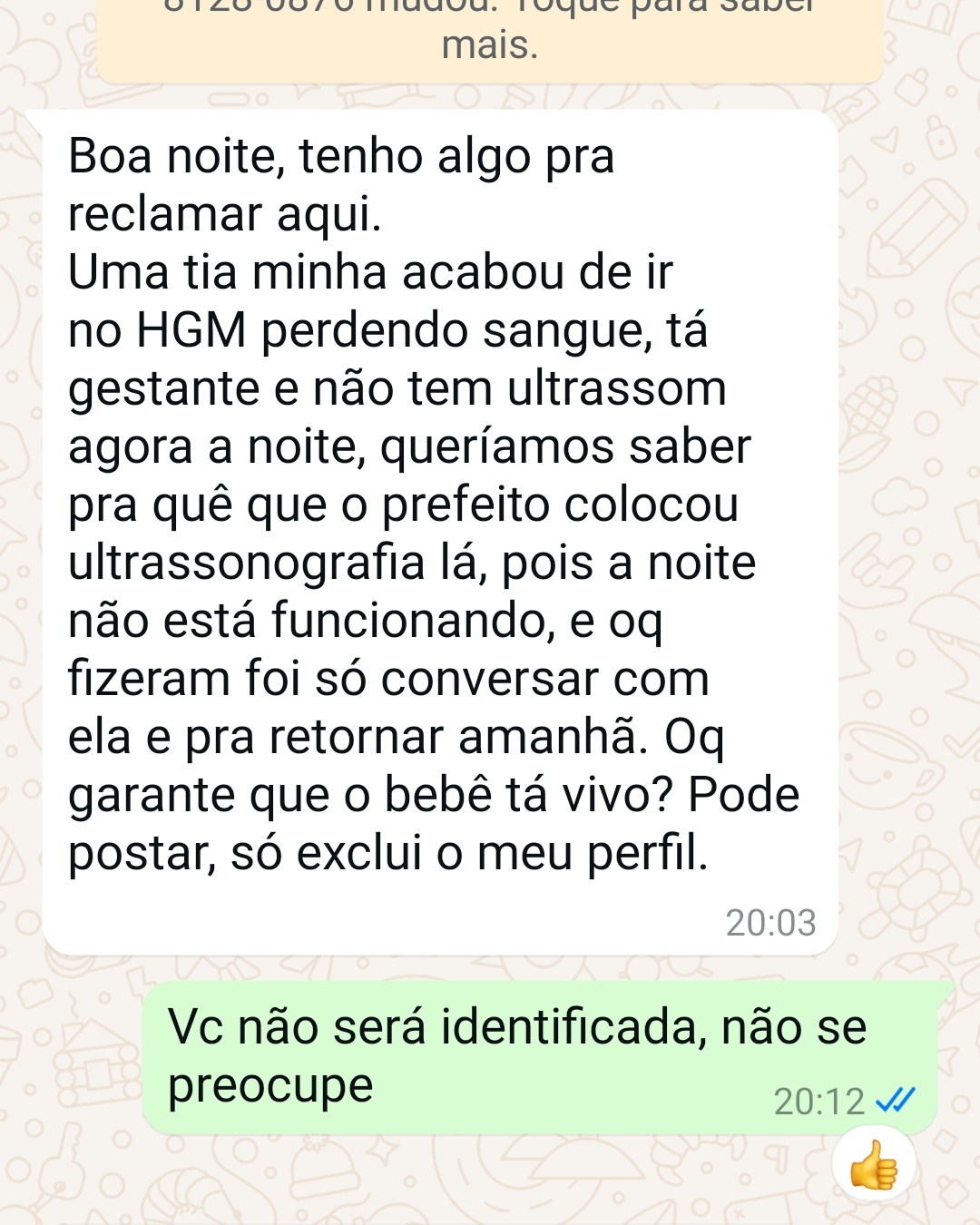 PACIENTE DIZ QUE MULHER GRÁVIDA SANGRANDO TEVE QUE SER DESPACHADA DO HGM DE CODÓ POR FALTA DE ULTRASSONOGRAFIA.