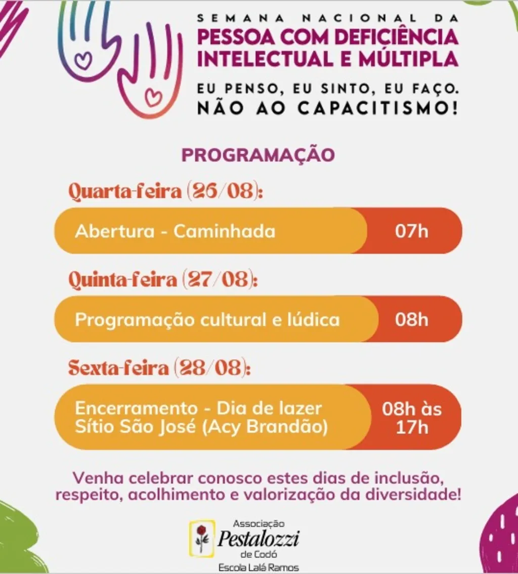 Pestalozzi de Codó realiza programação especial na Semana Nacional da Pessoa com Deficiência Intelectual e Múltipla