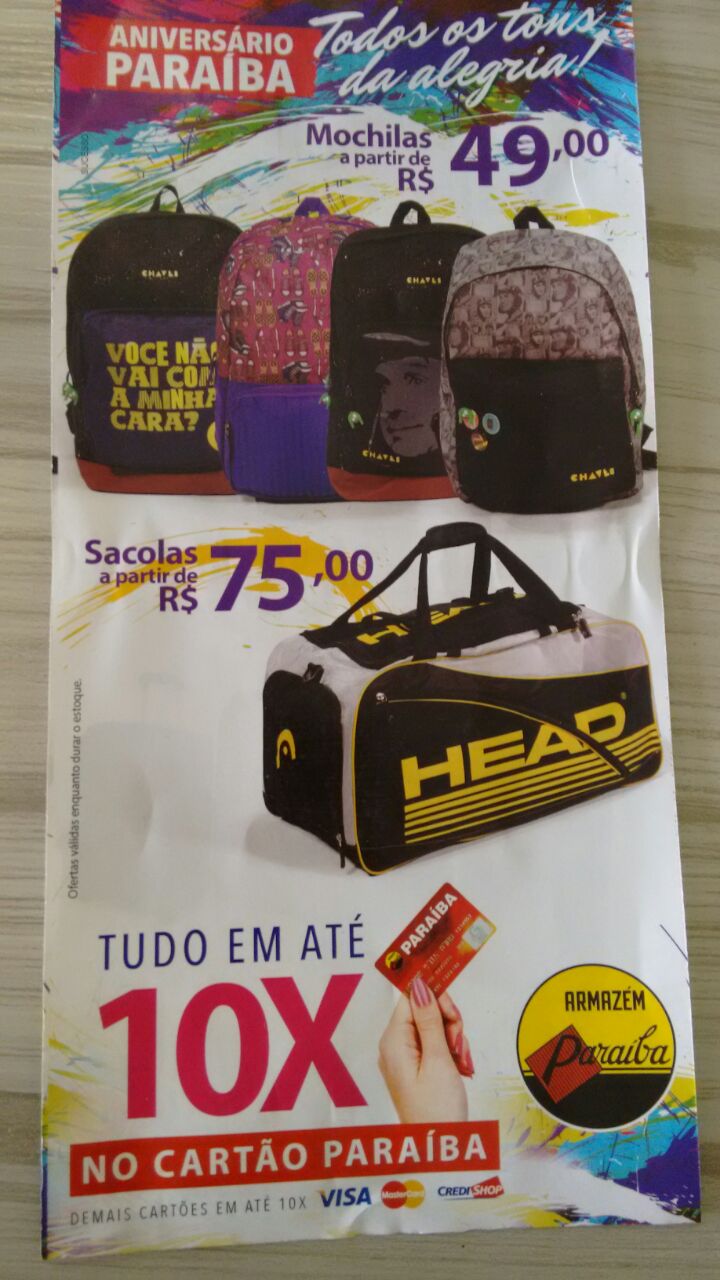 SEMANA DE PREÇOS BAIXOS EM MALAS E ACESSÓRIOS NO PARAÍBA, NO DIA 03 A 12 DE JULHO. APROVEITE!