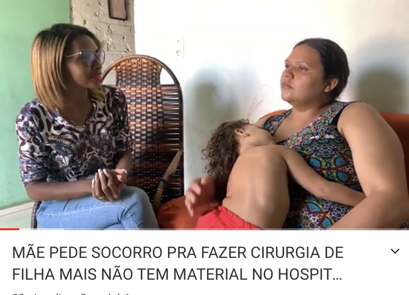 EM UM VÍDEO MÃE DIZ QUE PRECISA FAZER CIRURGIA DE CRIANÇA DE 2 ANOS, MAIS NÃO TEM MATERIAL CIRÚRGICO NO HGM E NEM ANESTESIA PARA O PROCEDIMENTO.