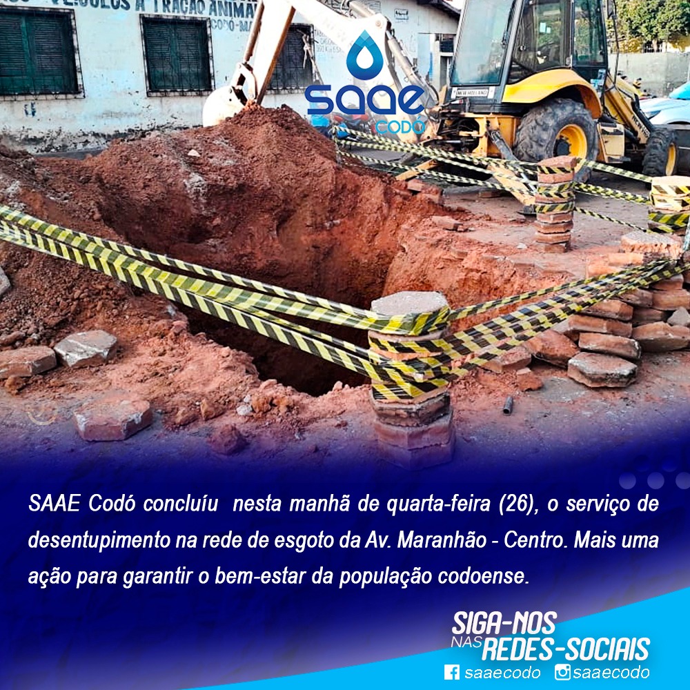 SAAE Codó informa sobre serviços concluídos na rede da Avenida Maranhão