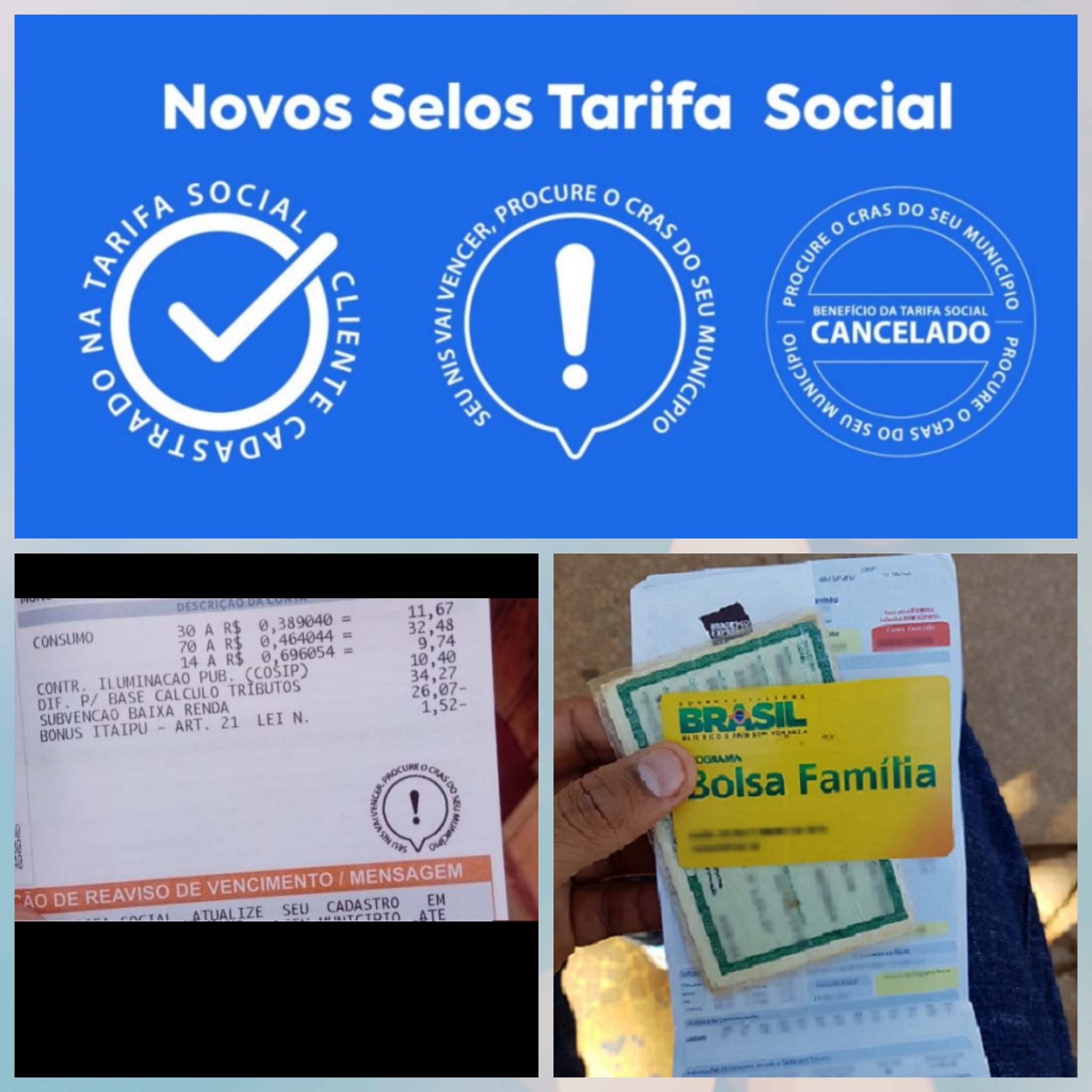 *Selos na Conta de Energia sinalizam aos clientes baixa renda sobre situação de cadastro na tarifa social*