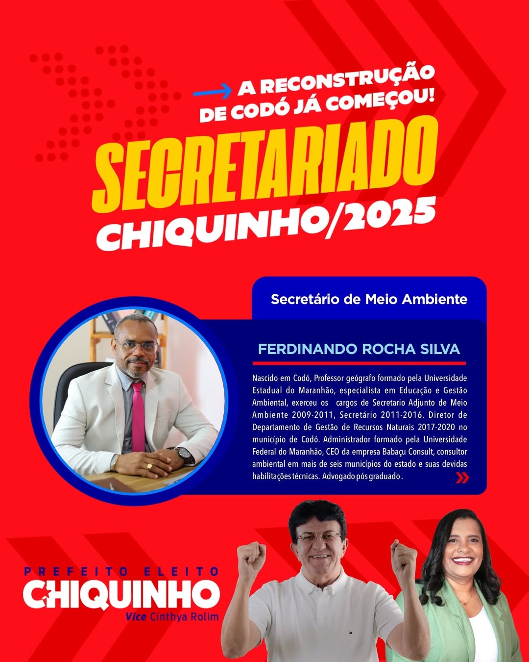 Chiquinho FC está indicando os mesmos secretários que já foram de Francisco Nagib quando ele foi prefeito de Codó. Dizem as má línguas que as escolhas vêm direto do próprio deputado Nagib.