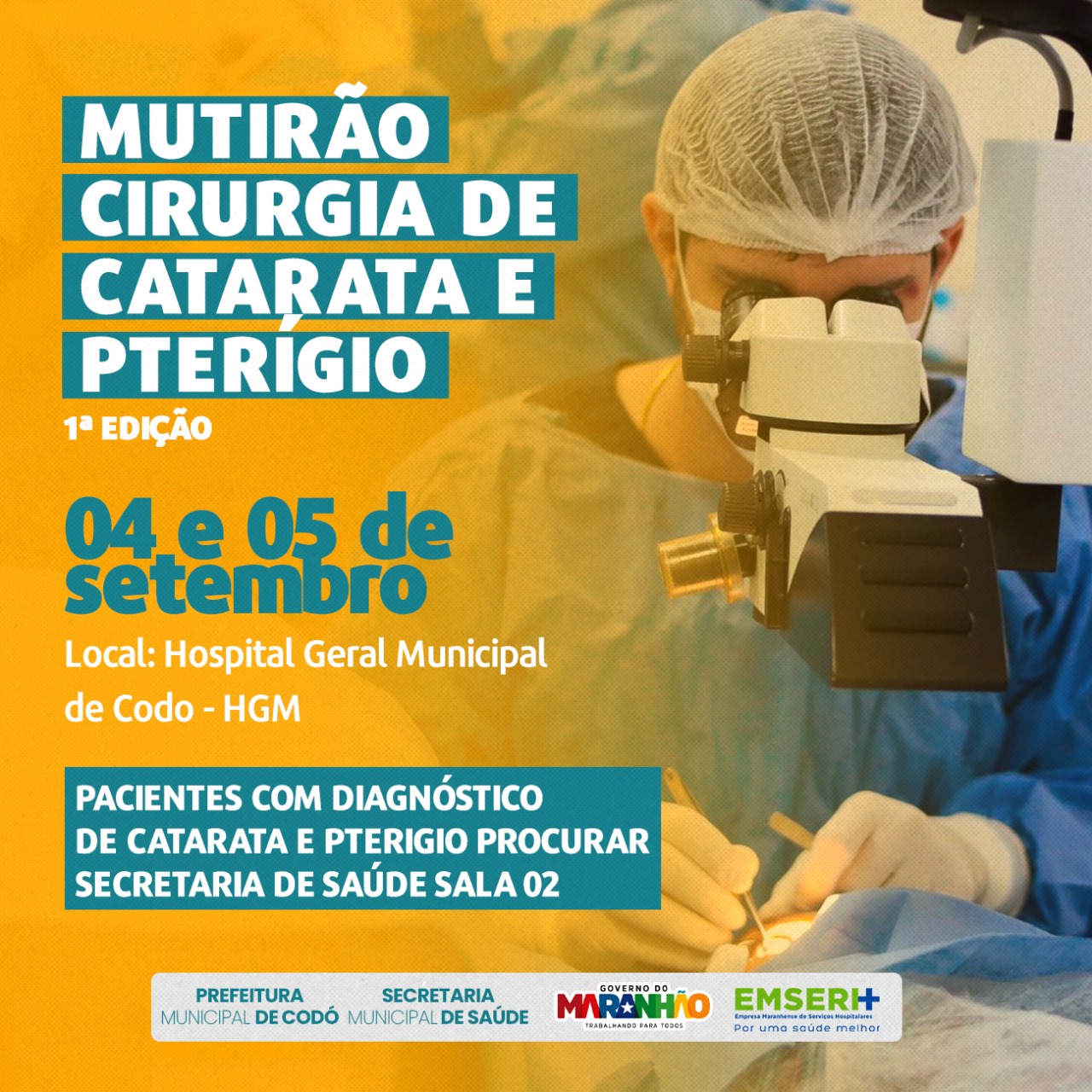 Prefeitura de Codó realizará Mutirão de Cirurgia de Catarata e Pterígio no HGM
