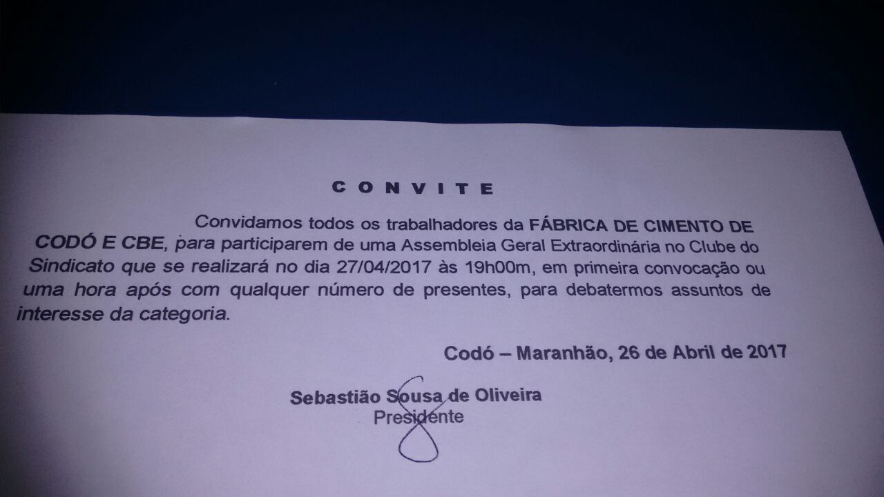 FÁBRICA DE CIMENTO NASSAU EM CODÓ DECIDE HOJE (27) EM REUNIÃO QUAL DESTINO DA FÁBRICA E SALÁRIO ATRASADOS DE FUNCIONÁRIOS.