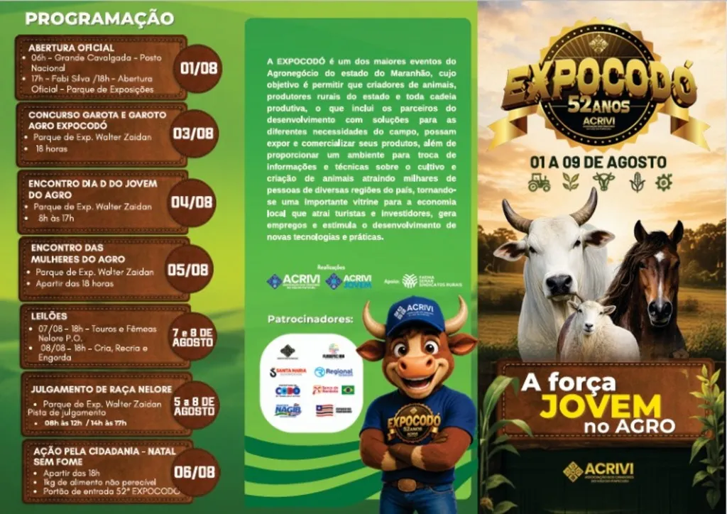 52ª ExpoCodó - A Força Jovem no Agro promete movimentar a região com nove dias de agronegócio, capacitação e grandes atrações