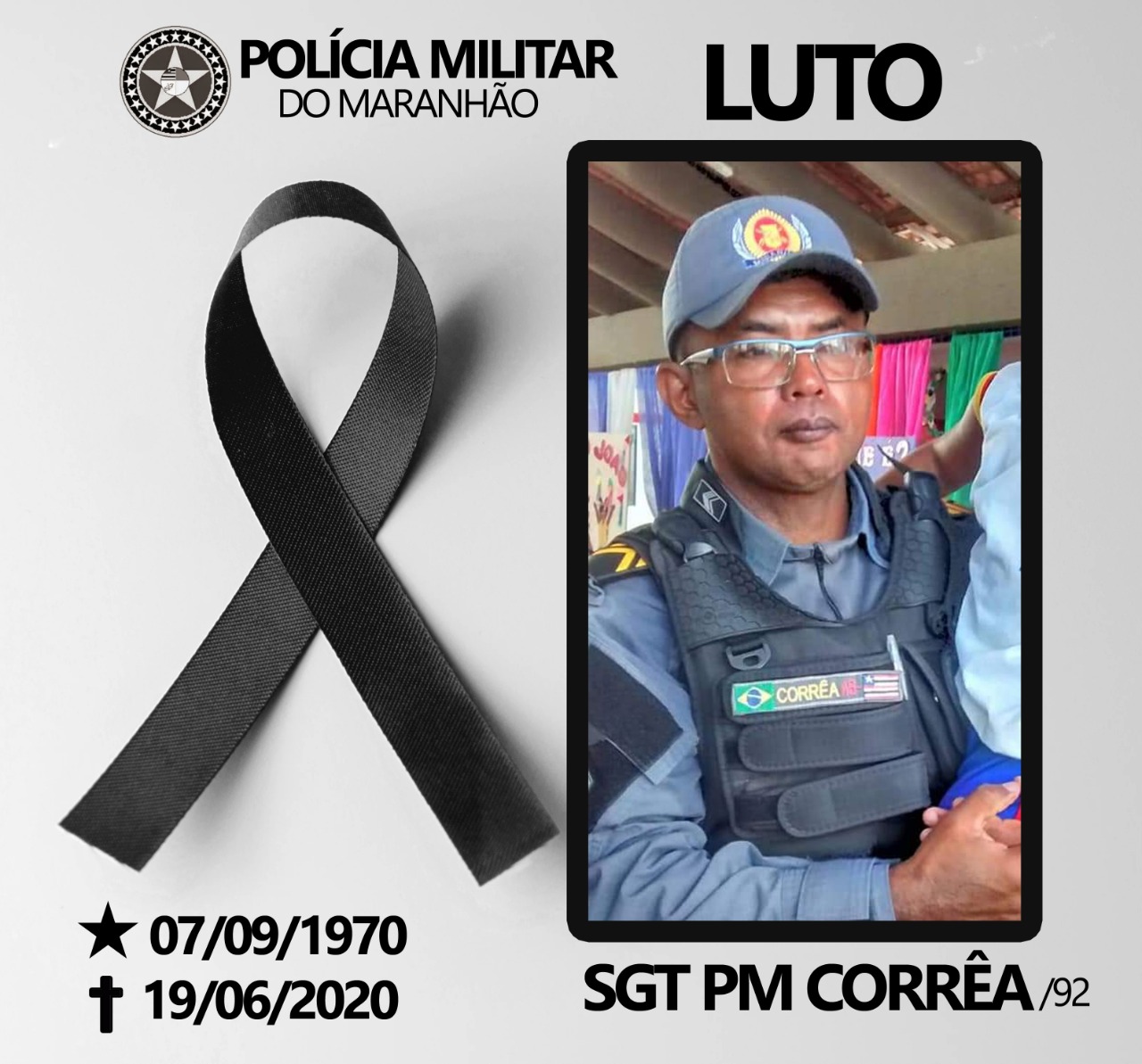 MORRE EM CODÓ SARGENTO CORRÊA VÍTIMA DE CORONAVÍRUS