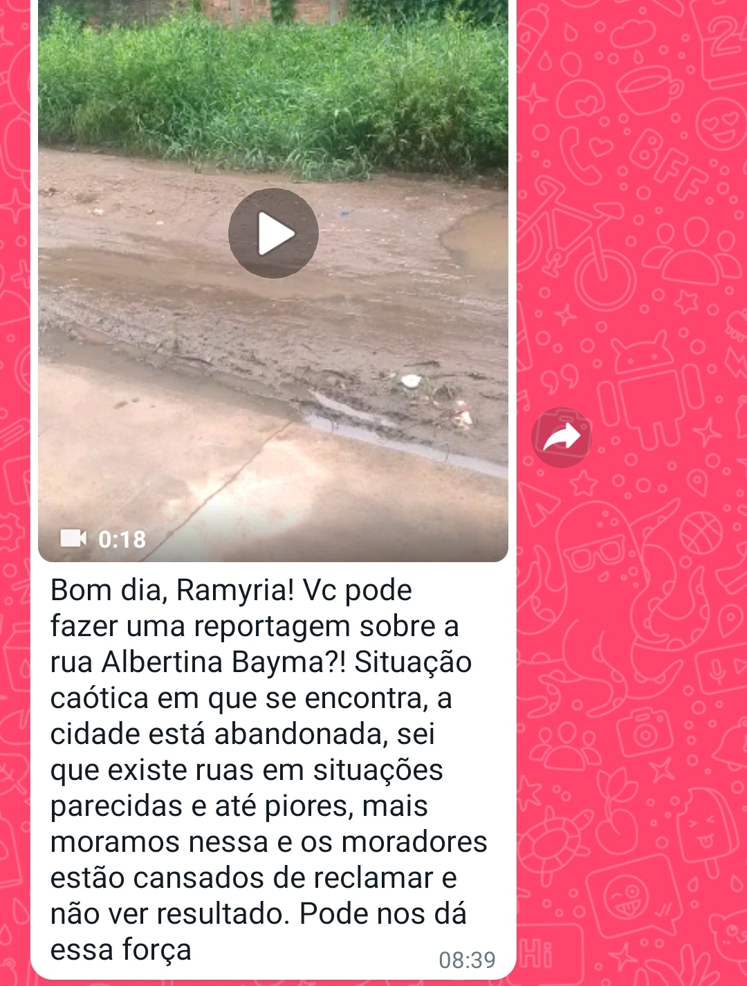 MORADORES DENUNCIAM SITUAÇÃO DE CAOS DA RUA ALBERTINA BAYMA EM CODÓ