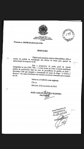Juiz Federal garante participação de chapa da oposição na eleição da OAB de Codó
