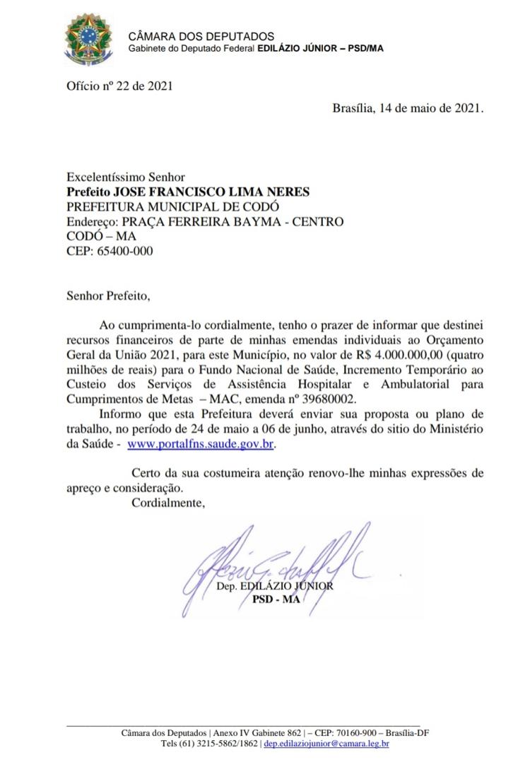 PREFEITO ZÉ FRANCISCO PERMANECE CALADO SOBRE A EMENDA PARLAMENTAR DE EDILÁZIO JUNIOR