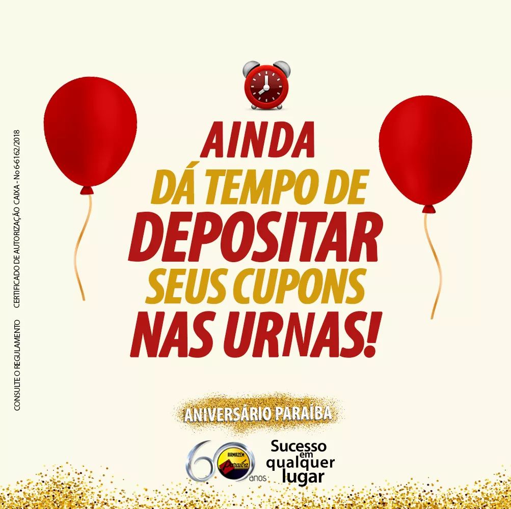 ATENÇÃO RESTA POUCOS DIAS PARA FINALIZAR A CAMPANHA ANIVERSÁRIO PARAÍBA 60 ANOS
