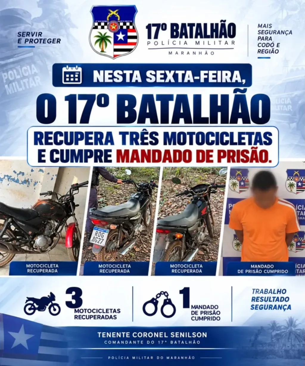 PM recupera 3 motos roubadas em Codó