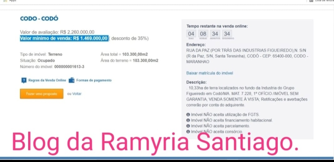 COSAMA: IMÓVEIS DE BINÉ FIGUEIREDO ESTÃO SENDO LEILOADOS PELO BANCO EM CODÓ.