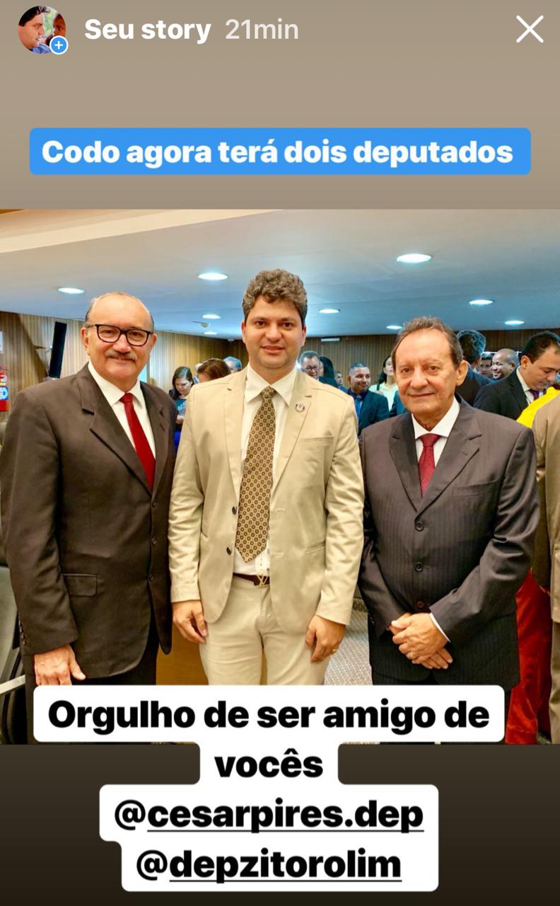 CÉSAR PIRES DIZ QUE FOTO AO LADO DE ZITO E NAGIB É APENAS ALGO SOCIAL E POR EDUCAÇÃO A FOTO FOI TIRADA. Ao que parece ele quis dizer que é cada Macaco no seu galho!!.