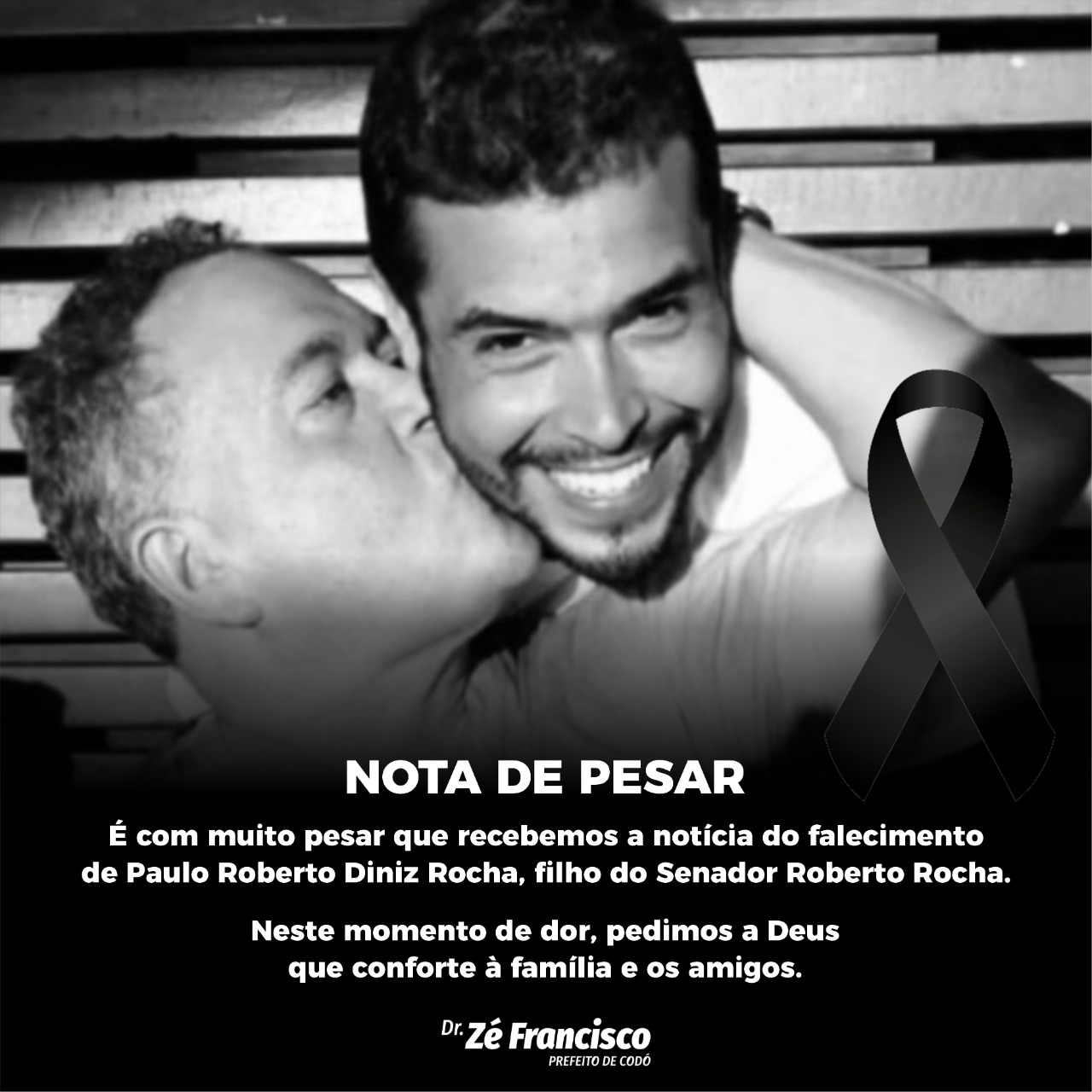 Prefeito Zé Francisco emite nota de pesar pelo falecimento do filho do senador Roberto Rocha