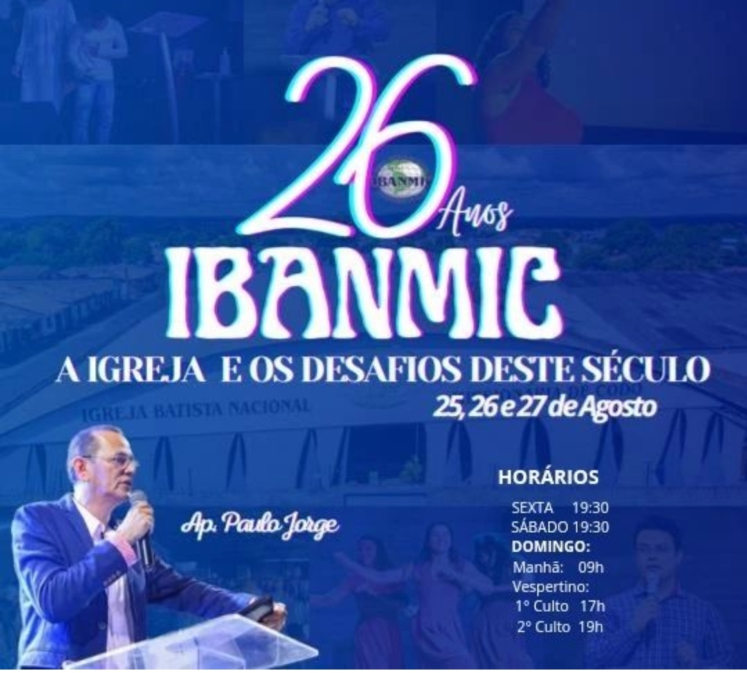 26 anos da igreja batista nacional missionária (IBanmic) que está em festa hoje sábado e amanhã no domingo. Todos estão convidados.