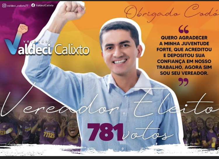 VEREADOR ELEITO VALDECI CALIXTO DISSE QUE NUNCA TEVE CONTATO COM O GRUPÃO, MAIS SE FOR PARA O BEM DO POVO ELE ESTÁ ABERTO A NOVAS OPORTUNIDADES E CONVERSAS.