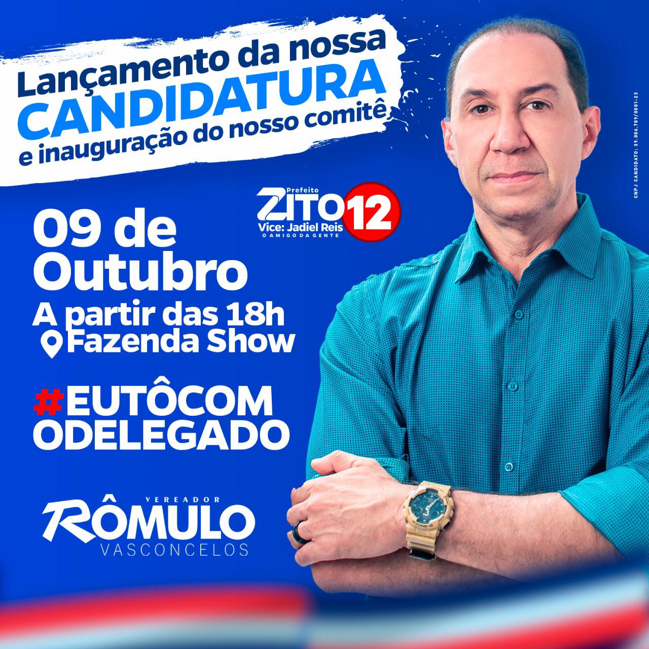Vereador Delegado Rômulo inaugura comitê na próxima sexta-feira dia 09 de outubro