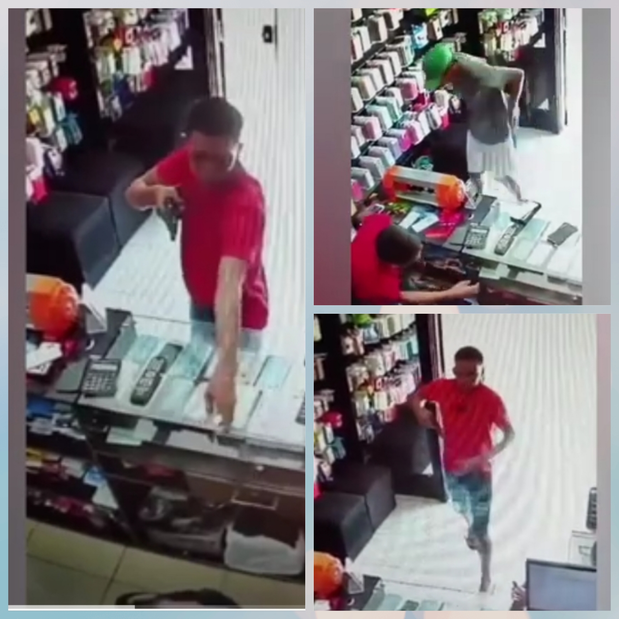 VÍDEO MOSTRA O MOMENTO EM QUE DOIS LADRÕES ARMADOS ASSALTAM LOJA DE CELULAR RUBENS IPHONE EM CODÓ.