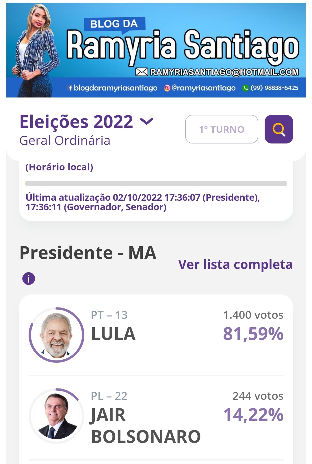 ACOMPANHE POR AQUI AS APURAÇÕES DAS URNAS ELETRÔNICA EM TEMPO REAL ATÉ AS APURAÇÕES FINAIS EM CODÓ, MARANHÃO E BRASIL