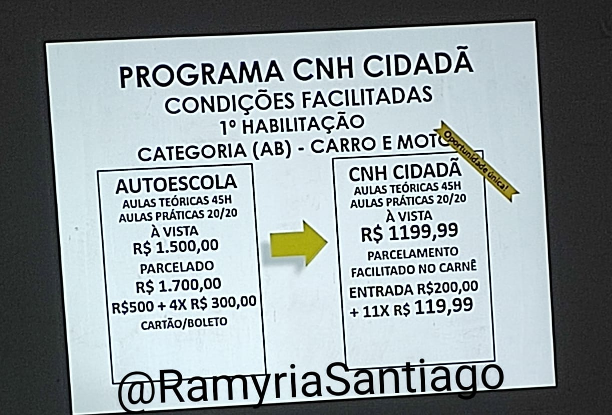 SAIBA QUANTO VOCÊ VAI PAGAR  NO PROGRAMA CNH CIDADÃ QUE INICIOU HOJE NA AUTO ESCOLA CODÓ. VEJA VÍDEO EXCLUSIVO.