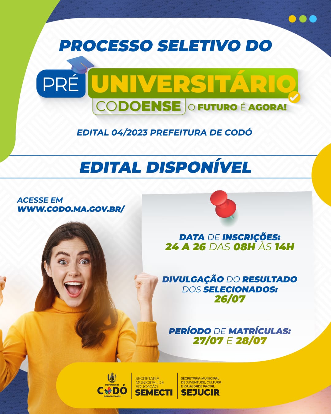 Prefeitura de Codó disponibiliza Edital com todas as informações sobre o Primeiro Curso Pré-Universitário Codoense