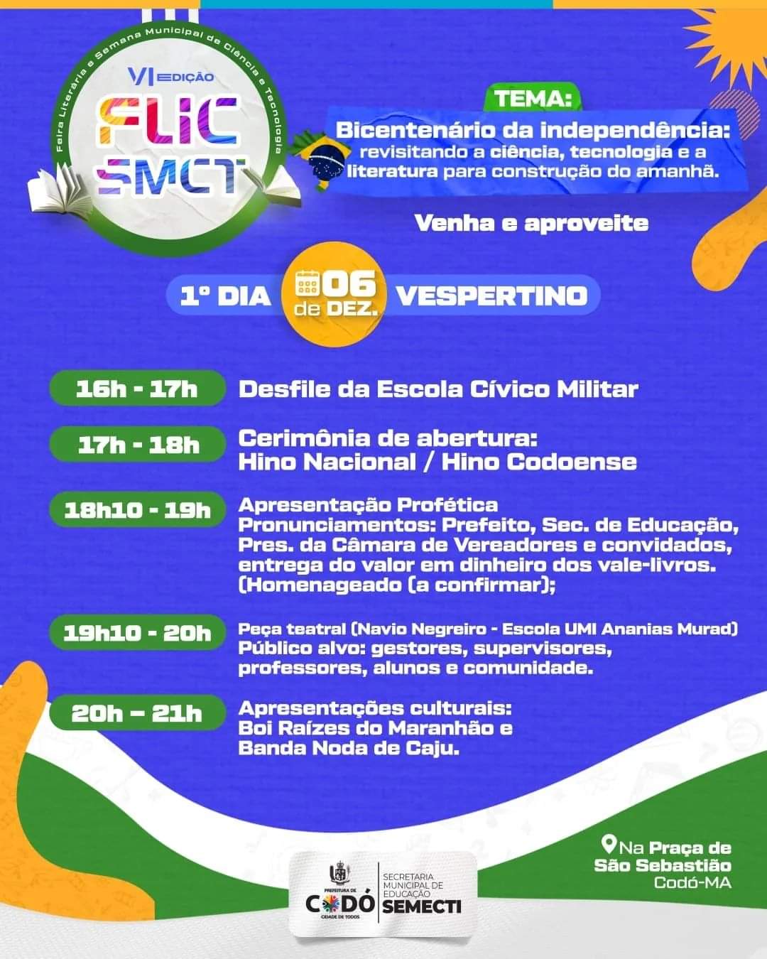 Abertura da FLIC acontece nesta terça-feira em Codó; veja a programação