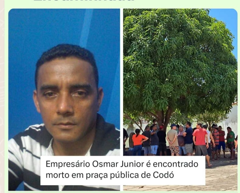 Empresário Osmar Júnior é encontrado morto em praça pública de Codó.