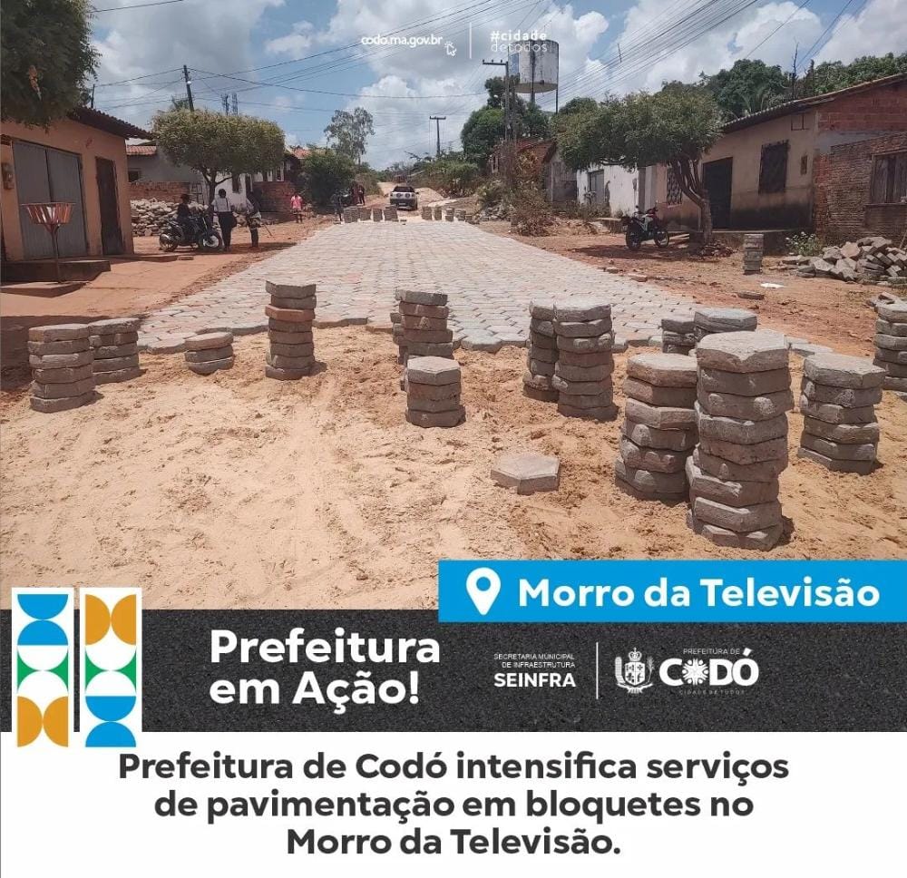 Prefeitura de Codó intensifica serviços de pavimentação em bloquetes no Morro da Televisão