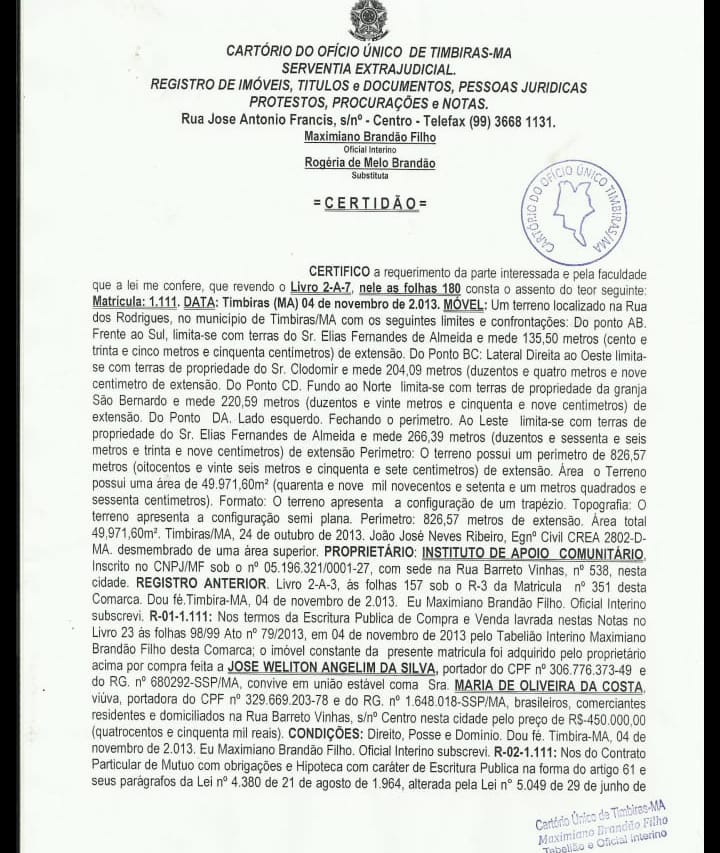 RESPOSTA À MATÉRIA PUBLICADA NO BLOG SOBRE OS MUTUÁRIOS DO RESIDENCIAL TIMBIRANO