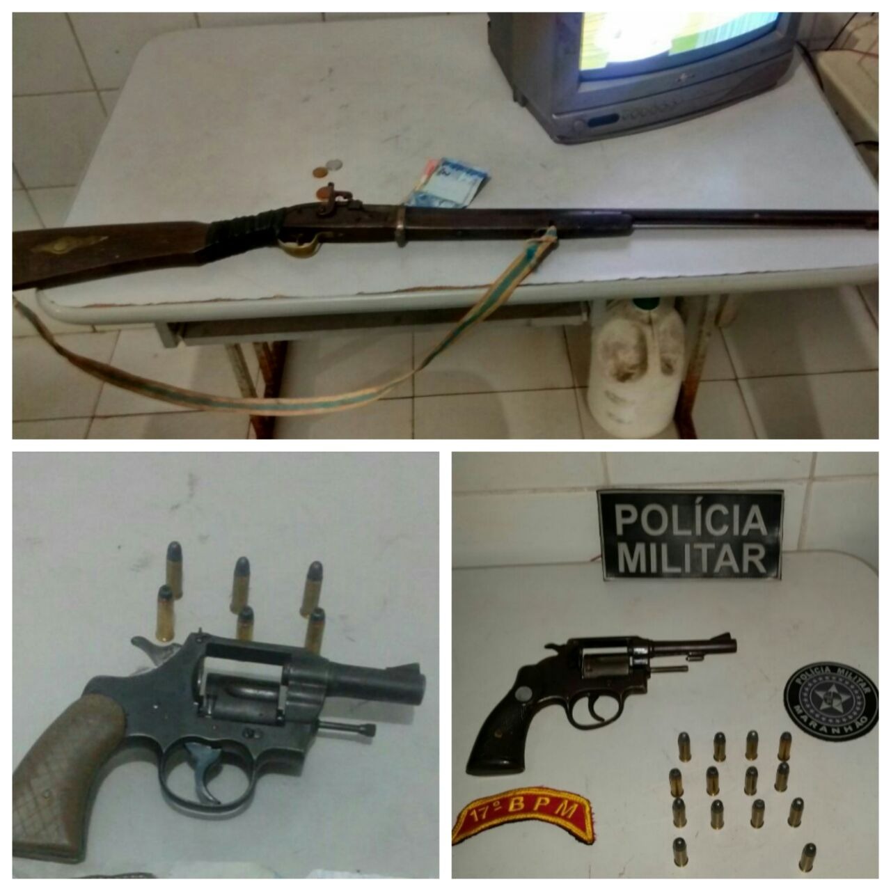 POLICIA MILITAR DE CODÓ APREENDE TRÊS ARMAS DE FOGO E CONDUZ TRÊS PESSOAS A DELEGACIA.