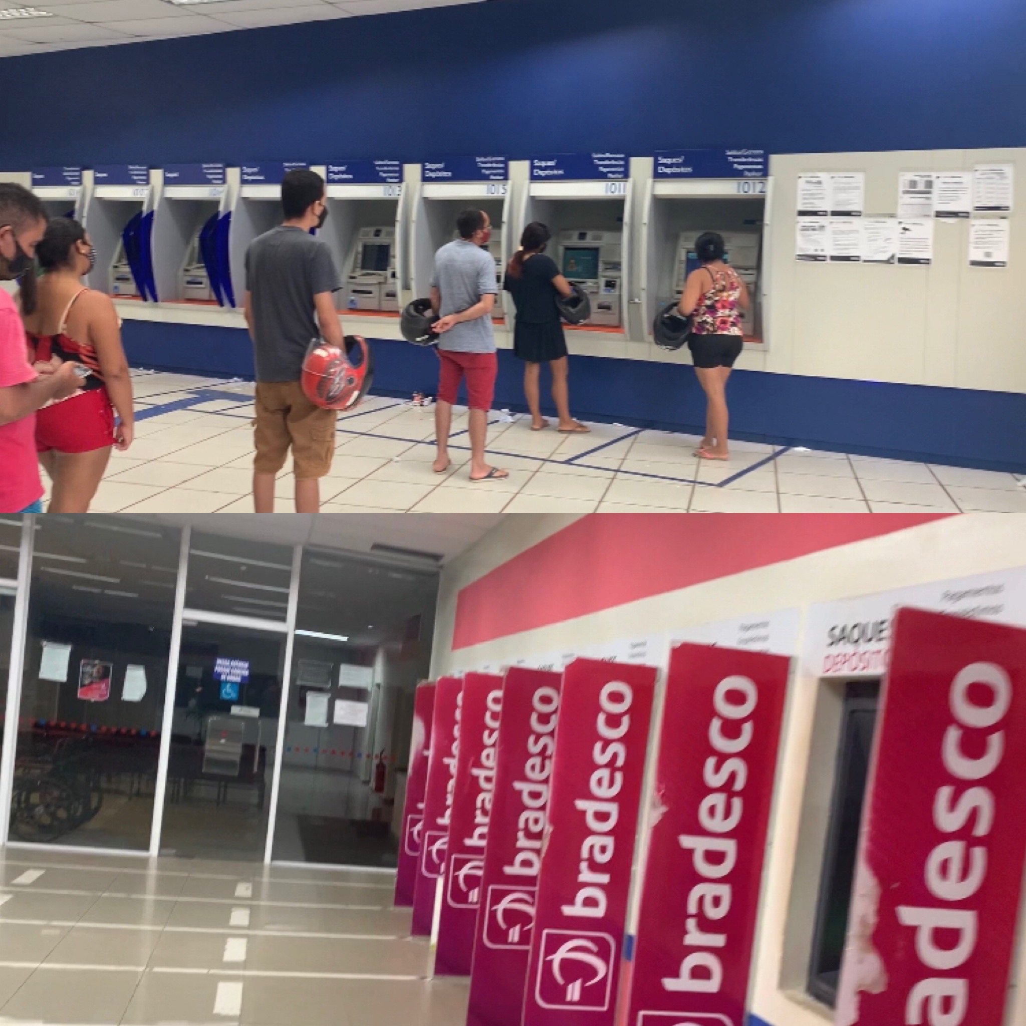 HOJE O BANCO DO BRADESCO NÃO TINHA NENHUM CAIXA FUNCIONANDO E A CAIXA ECONÔMICA APENAS UM CAIXA E COM UMA ENORME FILA EM CODÓ