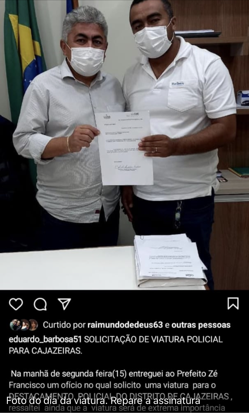 CAJAZEIRAS DENUNCIA COMPORTAMENTO DO ADMINISTRADOR EDUARDO BARBOSA QUE FEZ MONTAGENS AO LADO DE ZÉ FRANCISCO DIZENDO QUE ELE TINHA CONSEGUIDO VACINAS PARA O POVOADO