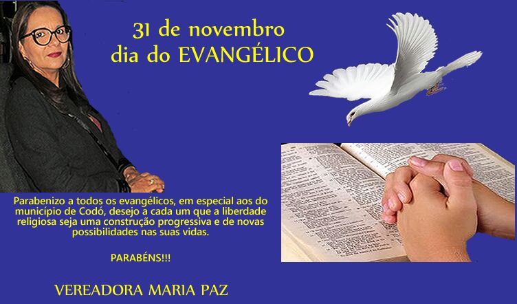 VEREADORA DE CODÓ COMETE GAFE: DIA DO EVANGÉLICO É DIA 30 E ELA DIZ QUE É DIA 31 EM BANNER DISTRIBUÍDO NAS REDES SÓCIAS.