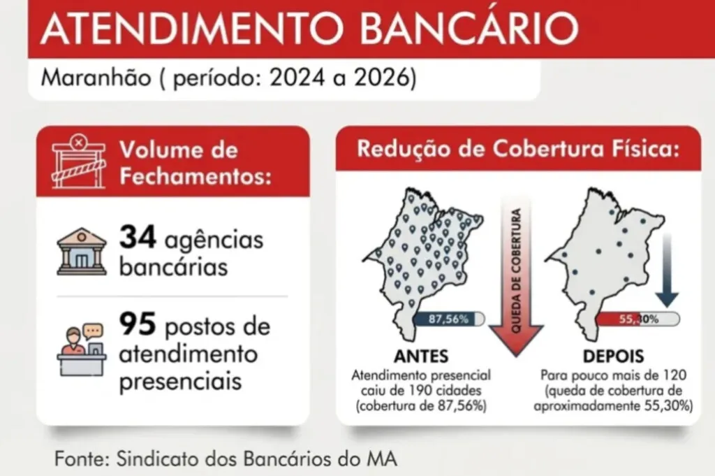 Bancos já fecharam 34 agências no Maranhão nos últimos dois anos