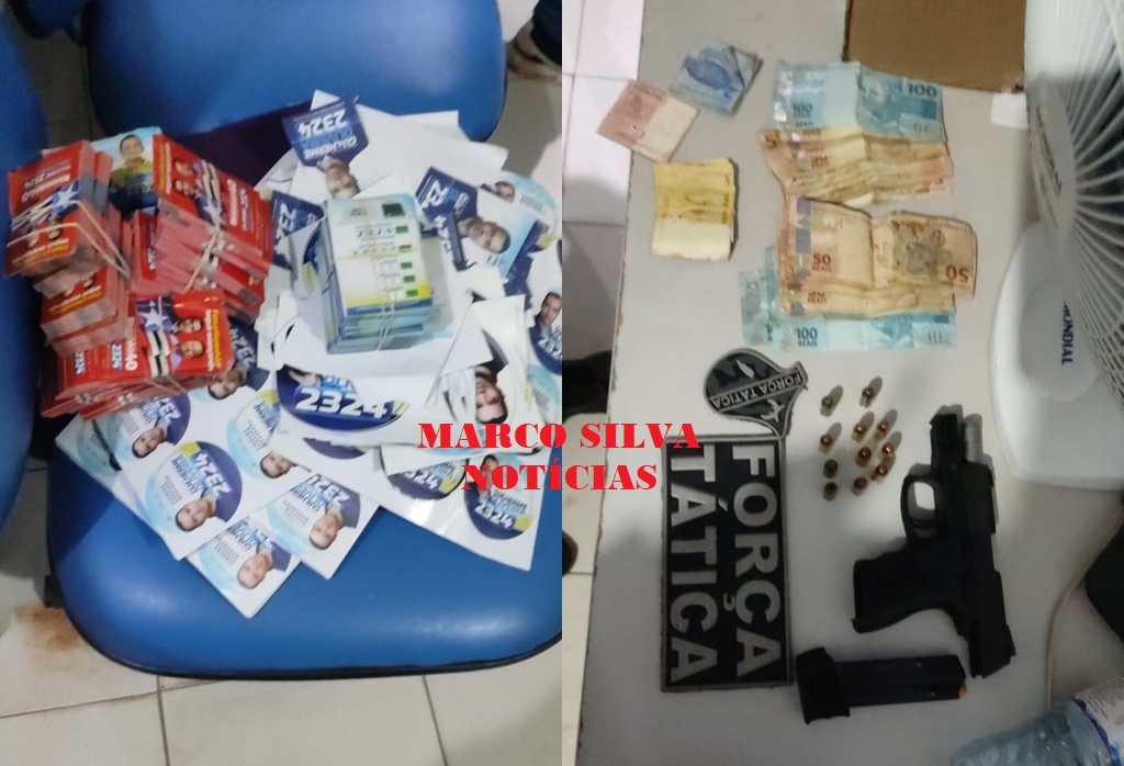 URGENTE! Cabos eleitorais de Guilherme Oliveira são presos com armas, santinhos e dinheiro em Codó