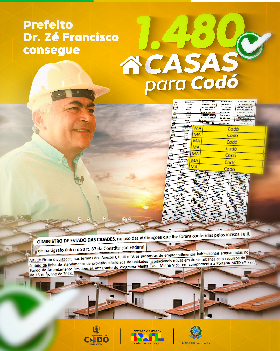 Prefeito Zé Francisco anuncia construção de 1480 novas moradias do Minha Casa Minha Vida para Codó