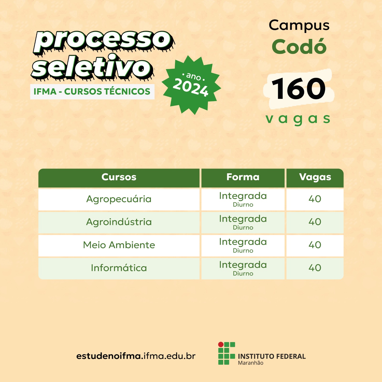 IFMA ESTÁ COM INSCRIÇÕES ABERTAS PARA O SELETIVO DE ALUNOS 2024